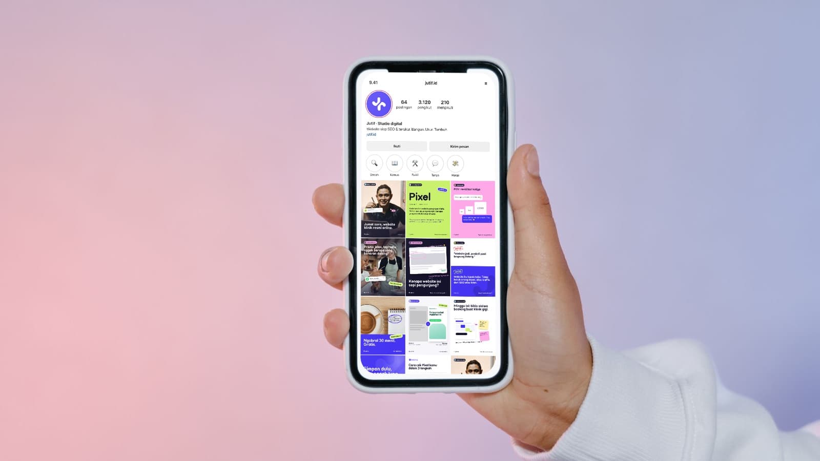 Feed Instagram Jutif di layar HP
